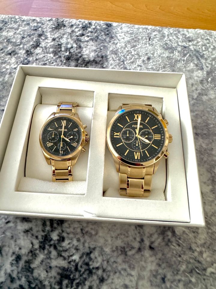 Fossil Set Damen- und Herren Uhr Gold/Schwarz (neu) in Bremen