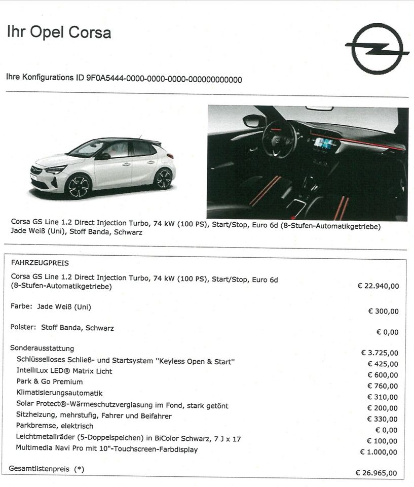 Opel  Corsa GS Line 1.2 Direct Inj Turbo Start/Stop Automatik GS in Clausthal-Zellerfeld