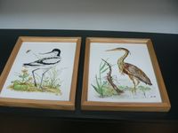 2 Wandbild Holzrahmen Keramik Bild Handgemalt Fliese Kachel Vogel Nordrhein-Westfalen - Brühl Vorschau