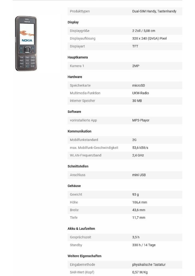 Nokia 6300 schwarzes Handy in Bad Ems