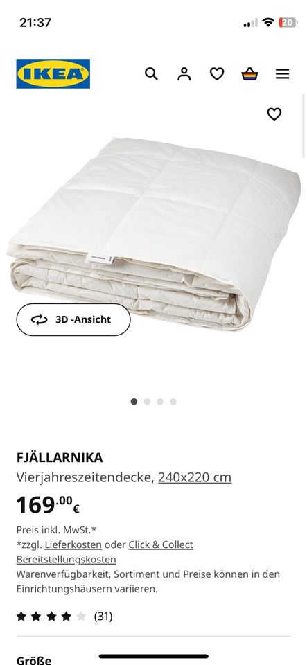 FJÄLLARNIKA vier Jahreszeiten Decke Ikea in Vaterstetten