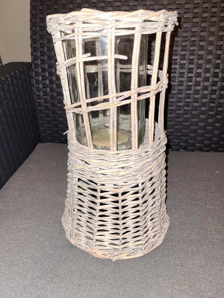 Rattan Windlicht mit Glas in Bentzin