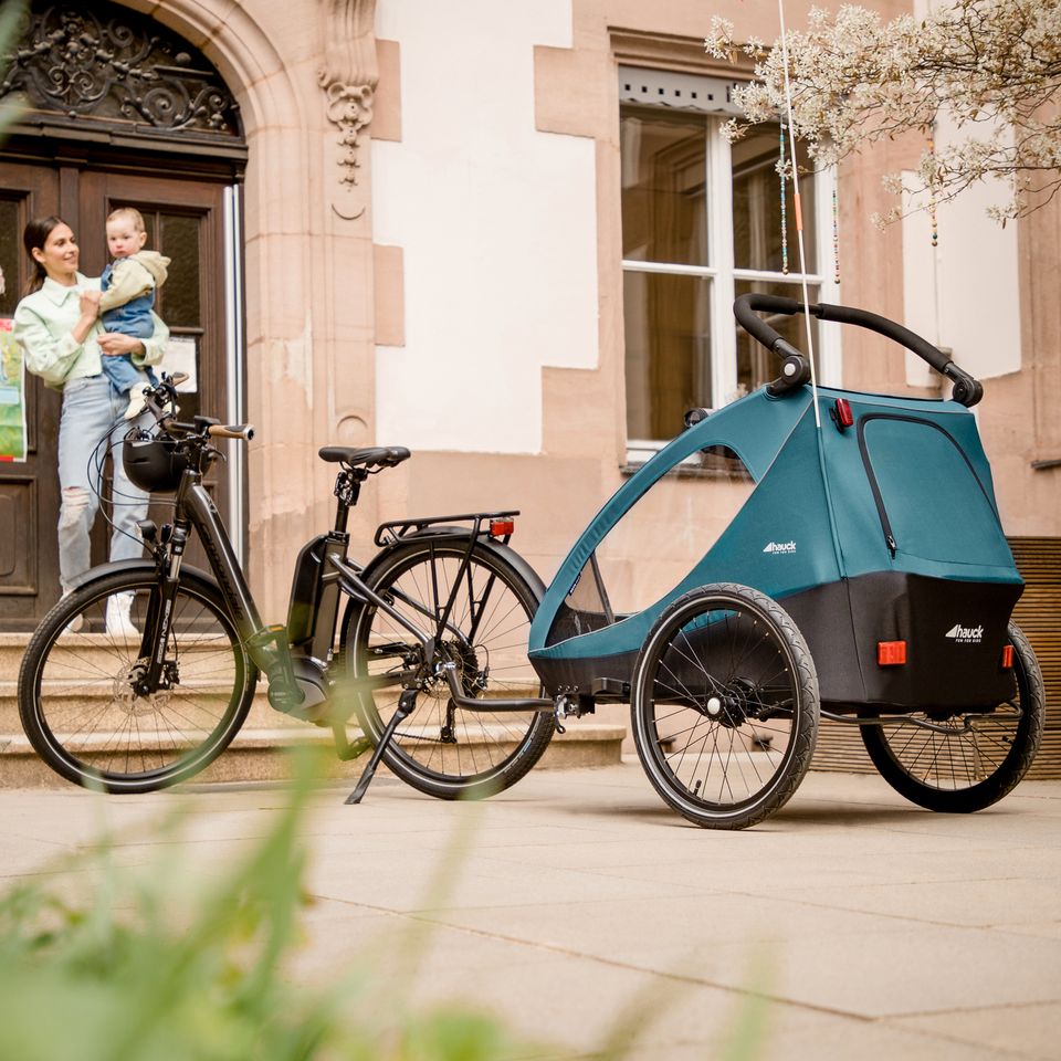 Hauck Dryk Duo - 2in1 Fahrradanhänger & Buggy - Grey - Bietet Platz für 2 Kinder (bis 44 kg) - Bike Trailer & City Buggy - NEU in Fulda