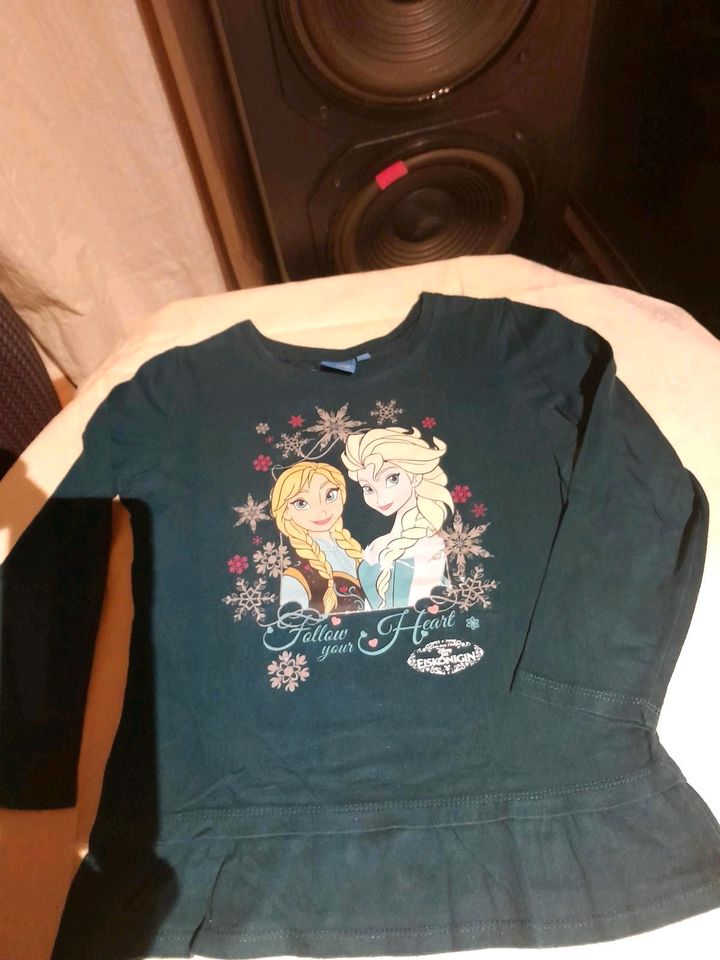 DISNEY ELSA EISKÖNIGIN KLEID SWEATSHIRT GLITZER 128 GRÜN RÜSCHE in Moosburg a.d. Isar