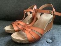 Keilsandalen Wedges Keilabsatz Kork Boho Retro vintage Cognac Leipzig - Plagwitz Vorschau