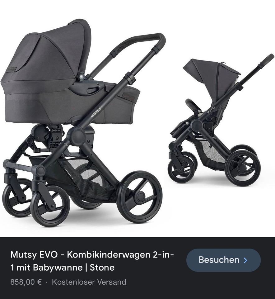 Kinderwagen Musti Evo+Schale+Adapter+Laufstall + Erstausstattung in Hardthausen