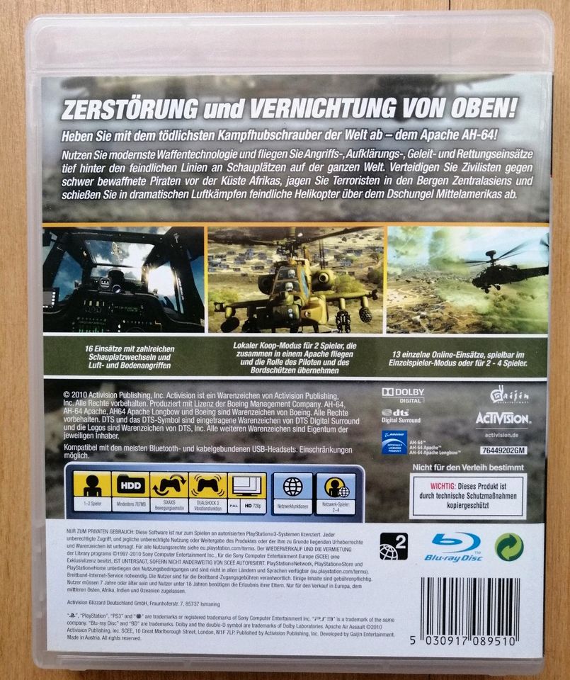 Playstation 3 PS3 Apache Air Assault Top Zustand! in Ludwigsfelde