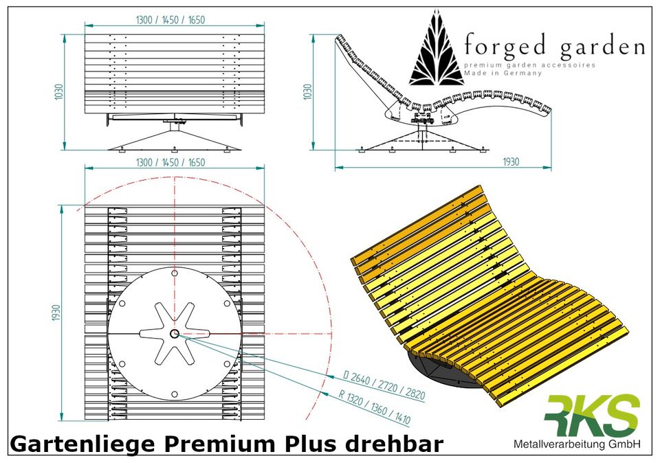 Waldsofa drehbar 1,45m  / Sonnenliege / Wellenliege / Relaxliege / Liegebank Bangkirai Holz in Sassenberg