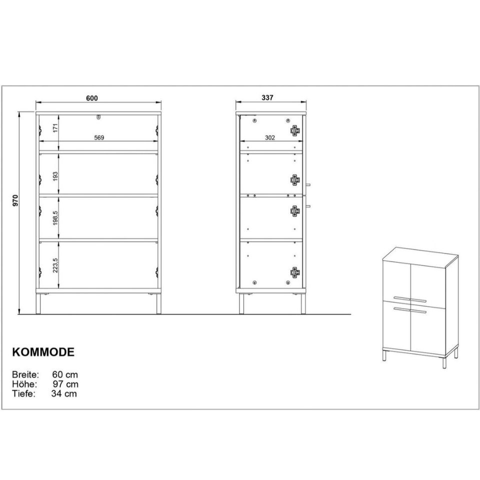 Badkommode Midischrank Badmöbel Badezimmerschrank in Beelen