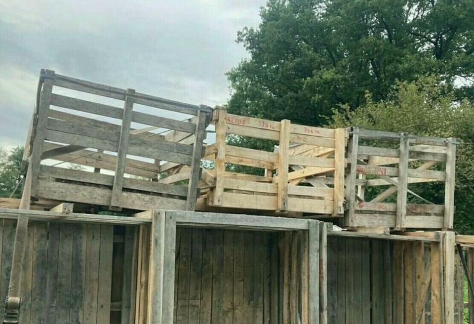 5 x Holzkisten Brennholz Holzbox Gitterbox Lager Paletten Kiste in Idar-Oberstein