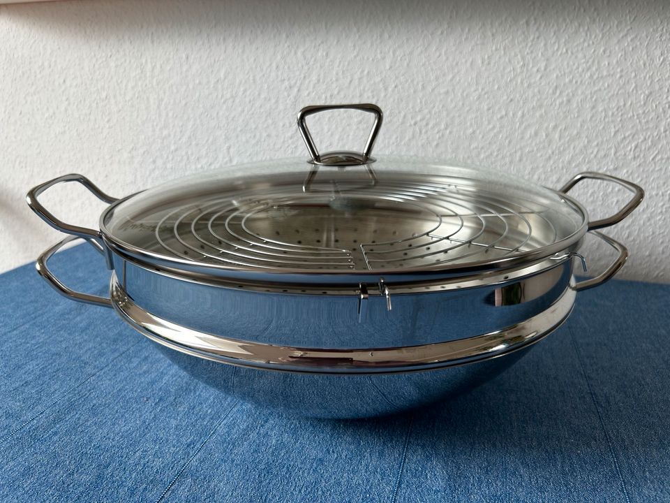 Fissler Wok 36cm  mit Dampfeinsatz (5teilig) 2 Gittereinsätze in Herrenberg