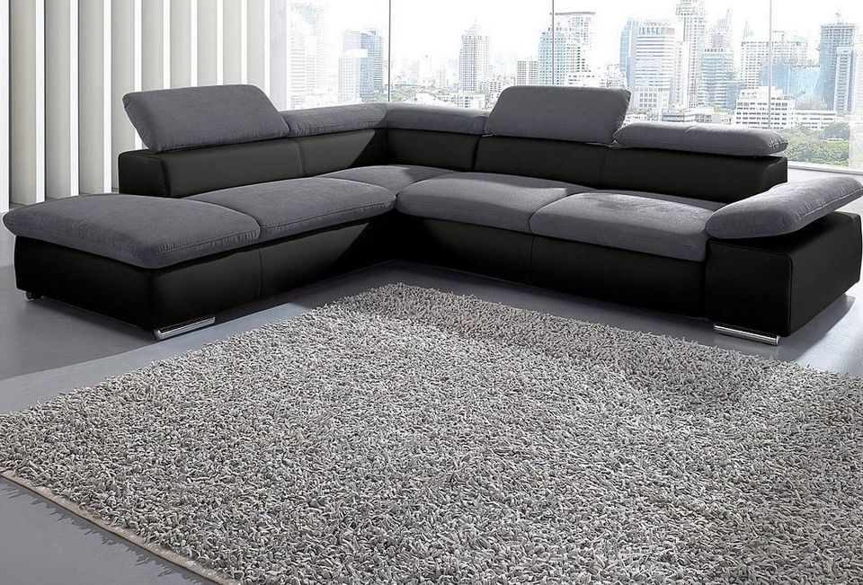 Ecksofa ★ 272x226cm Grau Schwarz Luxus-Microfaser Nubuck in Köln