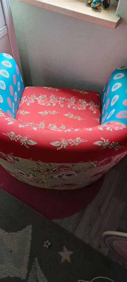 DOTMALL Stuhl Sessel mit Fußhocker, Stoff im Patchwork-Design in Roth