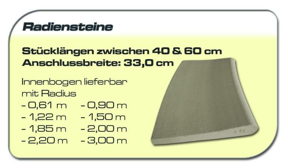 Beckenrandsteine / Poolrandsteine für Rundpool 3,50/3,60 m in Liebschützberg