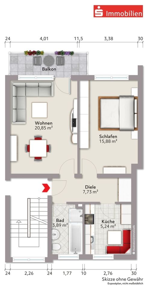 Bezahlbare, kompakte 2-Zimmer-Wohnung Hattersheim, Balkon, ruhige Lage in Hattersheim am Main