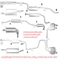 Ford Escort Fiesta Focus Galaxy Mondeo Puma S-Max Sierra Auspuff Endschalldämpfer Mittelschalldämpfer Hosenrohr Katalysator Rußpartikelfilter Sportauspuff Lambdasonden Flexrohre Rohre Winkelrohre Sachsen - Hoyerswerda Vorschau