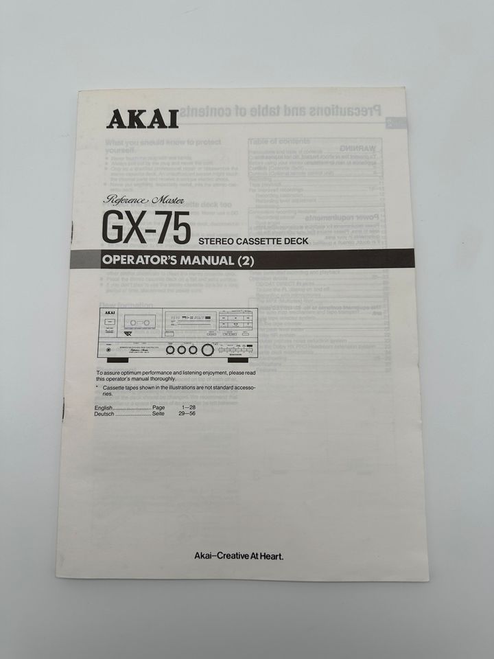 AKAI GX-75 Bedienungsanleitung DE / EN in Schöppenstedt