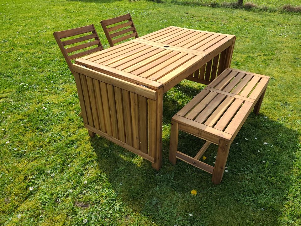 Äpplarö Ikea Gartenmöbel 4-tlg. Teak Lasur Tisch Stühle Bank in Bielefeld