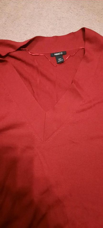 H&M BiB Feinstrick Pullover rot , 3/4 Arm, 2XL (52-54), CHIC! in Syke