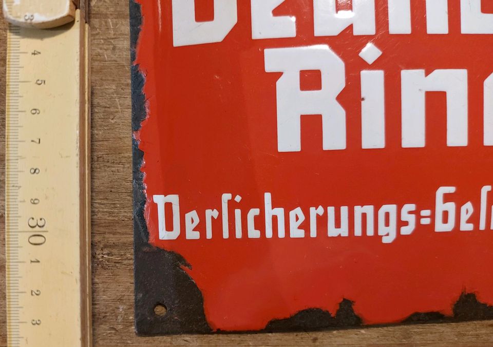 Altes Emailleschild Deutscher Ring in Buko