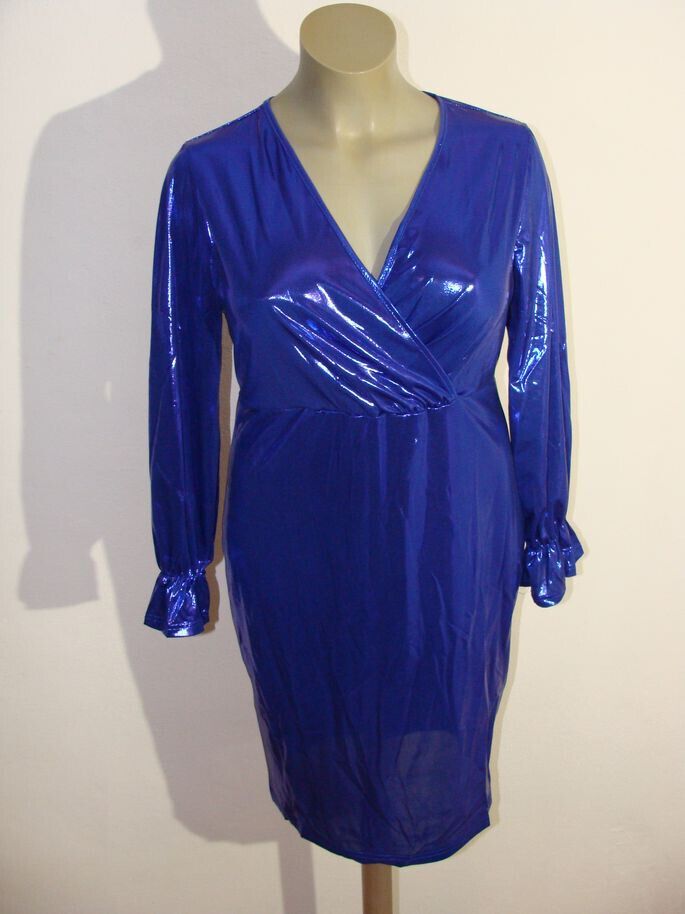 Abendkleid in Metallisch Blau Größe 48 / 2XL Party Kleid glänzend in Lauingen a.d. Donau