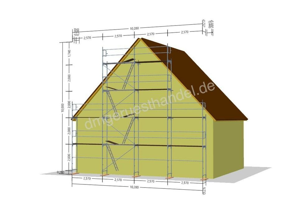 Giebelgerüst 91,25qm Baugerüst ✅ Fassadengerüst Gerüst 2,5 Giebel in Murrhardt