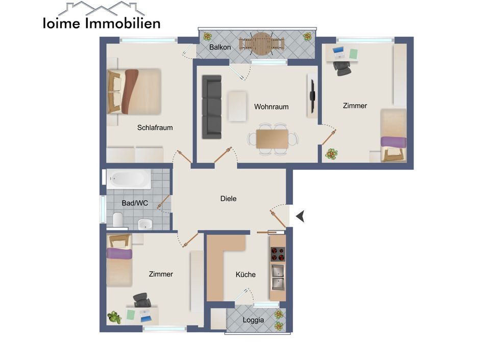 Bezugsfrei 4. Zimmer Wohnung mit zwei Balkonen in Freiburg im Breisgau