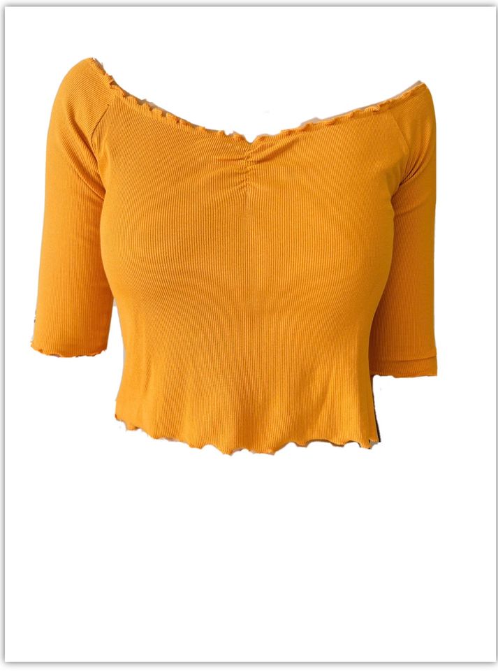 Zara Shirt 3/4 Arm orange gelb Oberteil S 36 Langarm in Rheinmünster