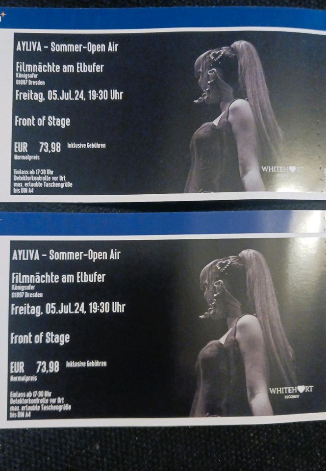 2 Tickets AYLIVA 05.07.24 Dresden Front of Stage in Hamburg
