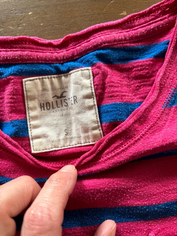 Hollister Shirt in S pink-blau Streifen Schnäppchen in Grevenbroich