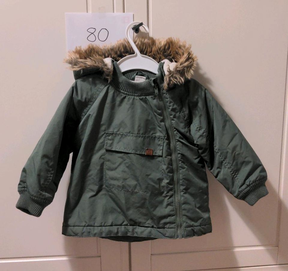 Jacke 80 H&M Herbst Winter abnehmbare Kapuze oliv Bomberjacke in Berlin