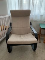 IKEA POÄNG Sessel schwarzbraun Bezug Hillared beige Hessen - Eltville Vorschau