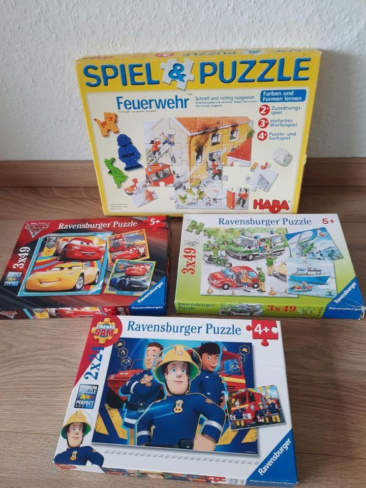 Großes Feuerwehr Polizei Set, HABA Spiel, Puzzle, Bücher, Autos in Bergisch Gladbach