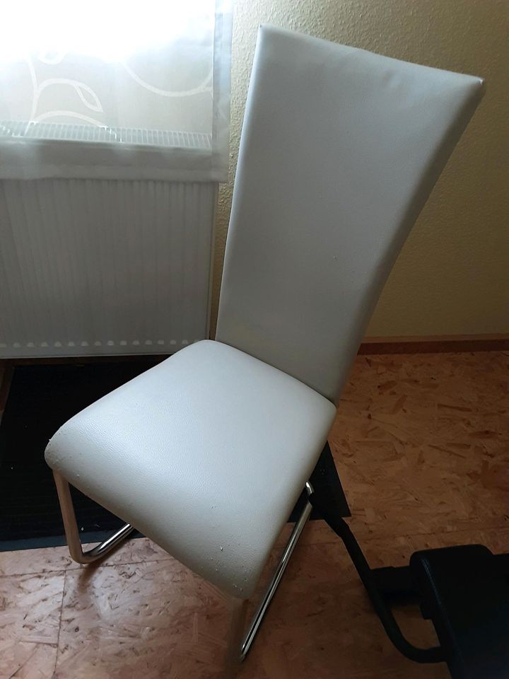 Stuhl Stühle Kunstleder  und Metall chrom beige in Kaisersesch