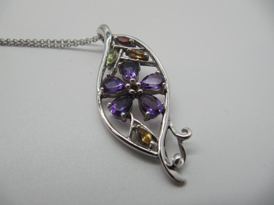 925 Silber Kette + gr. Anhänger mit Citrin Peridot Amethyst ... in Eystrup