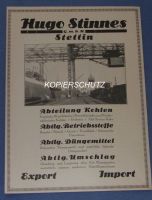 HUGO STINNES GMBH Stettin ㋡ Kohle Düngemittel Werbung Reklame Schleswig-Holstein - Bad Oldesloe Vorschau