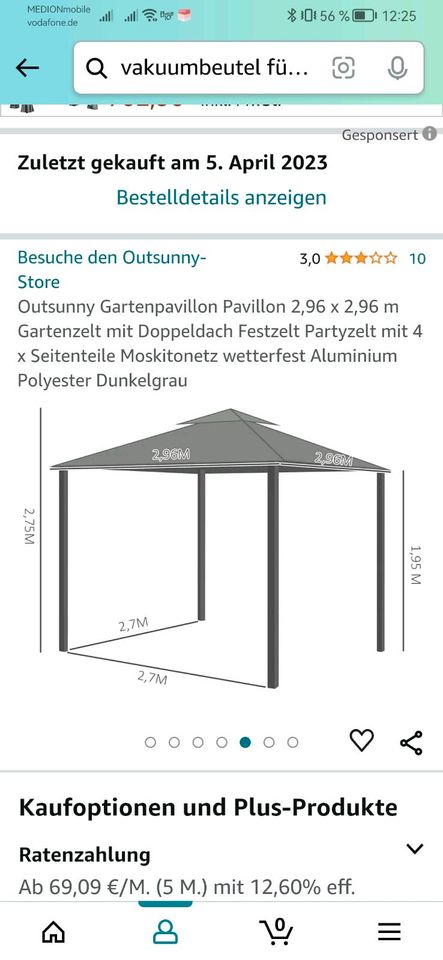 Pavillon Gartenpavillon 2,96x2,96 mit Mückennetz in Hennweiler