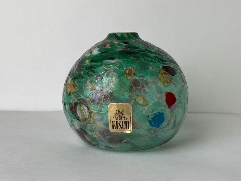 Eisch Glas Vase , Kugelvase Vintage klein grün mundgeblasen in Berlin