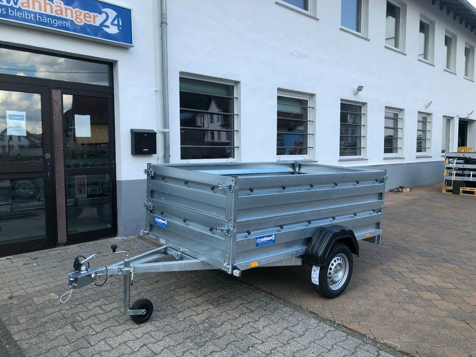 PKW Anhänger Tieflader Kippbar Laubgitter 235x132cm 750kg 100kmh in Monzingen