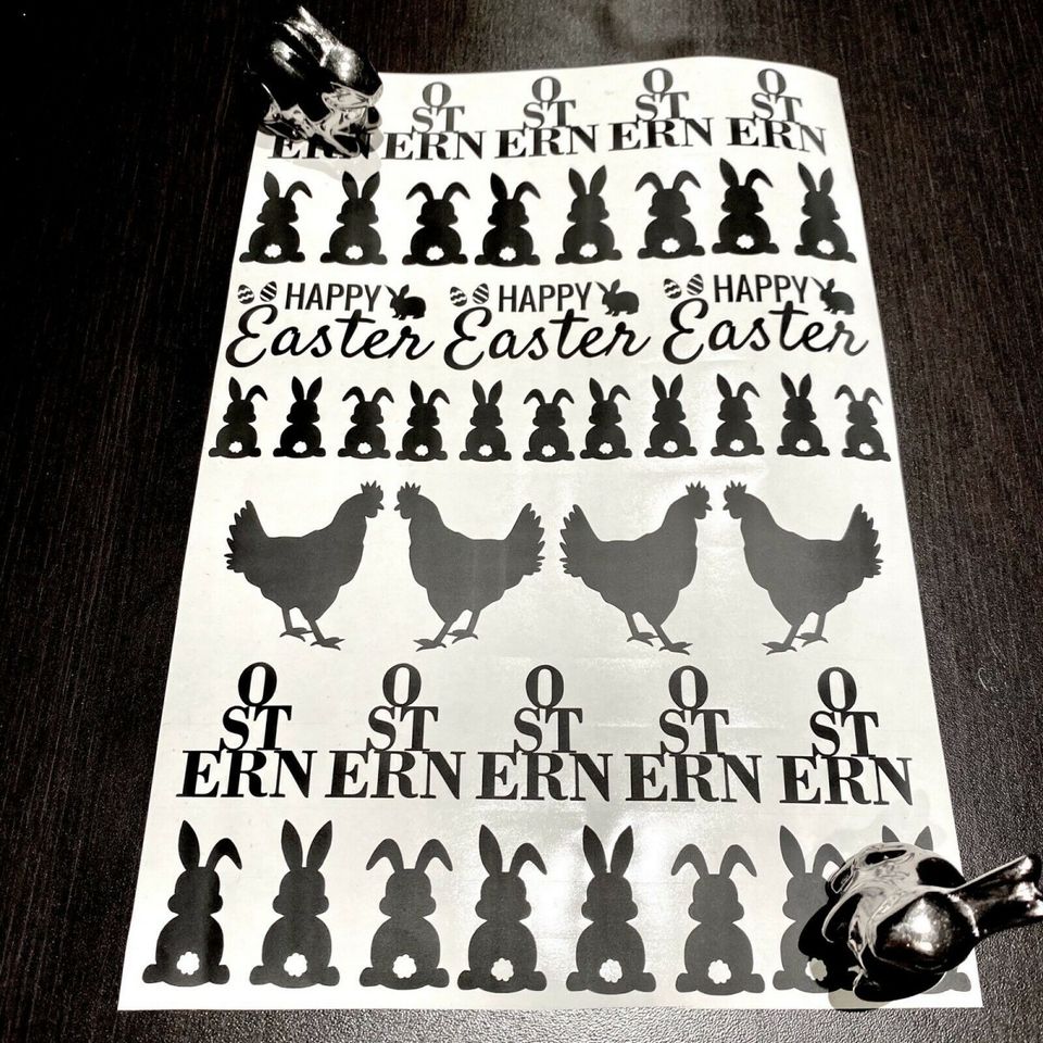 ╳ Stickerbögen „Ostern“ ╳ weiß, grau, schwarz Made with Love in Viersen