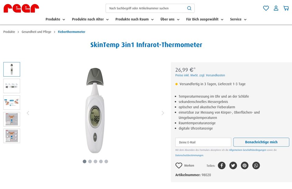 REER SkinTemp 3in1 Infrarot-Thermometer OVP neuwertig NP: 27€ in Hamburg