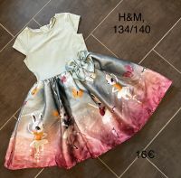 H&M Kleid mit ausgestelltem Rock 134 hellgrün Kaninchen Schleswig-Holstein - Tangstedt  Vorschau