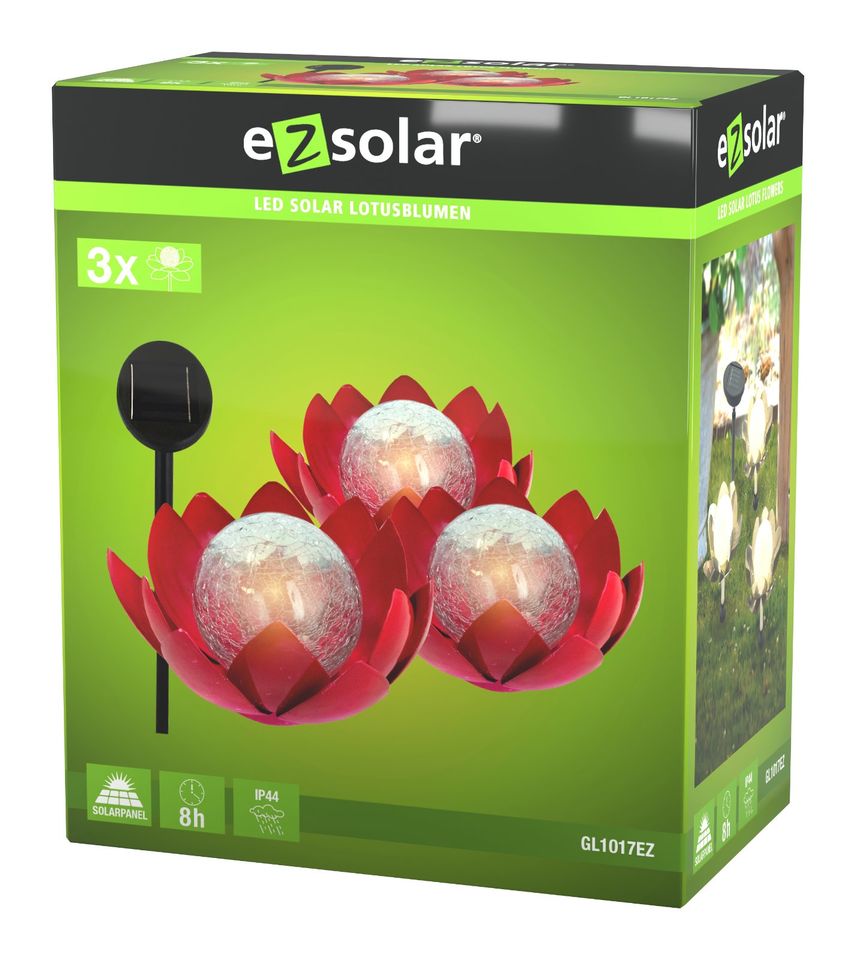 Solar 3er Set Lotus Blüte Gartenstecker Solarlampe Garten Lampe in Neumünster