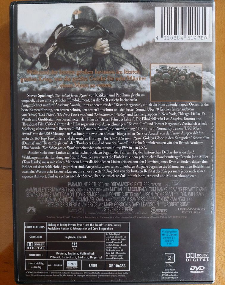 DVD Der Soldat James Ryan, Regie Steven Spielberg in Gleichen