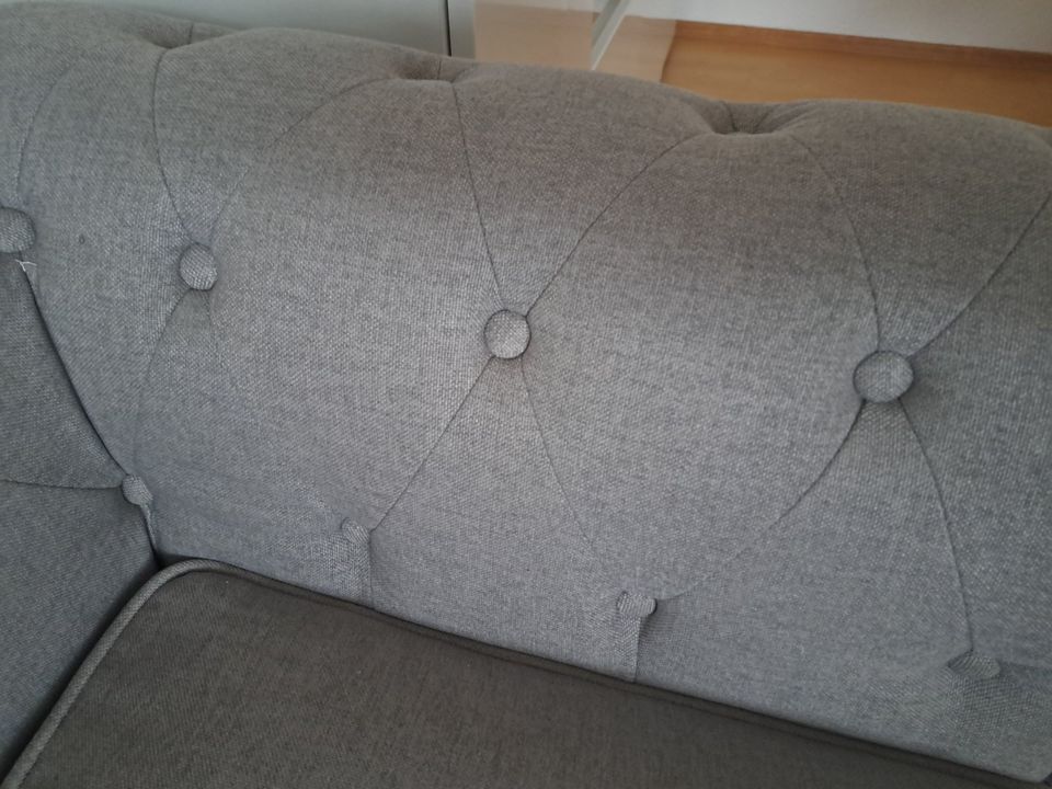 Sofa Set Samtstoff hell grau  3-Sitzer CHESTERFIELD in Homburg