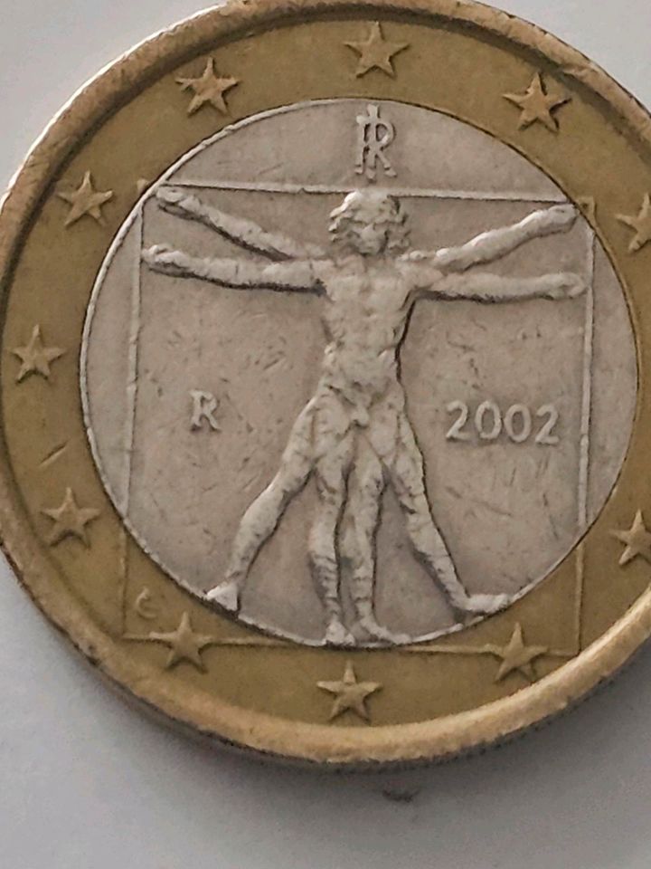 1 Euro Münze- Italien 2002- Leonardo Da Vinci-Fehlprägung-Rarität in Ludwigsburg