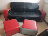 Zu verschenken! Vintage pop Art Couch + 2 Hocker Leder Nordrhein-Westfalen - Bad Driburg Vorschau