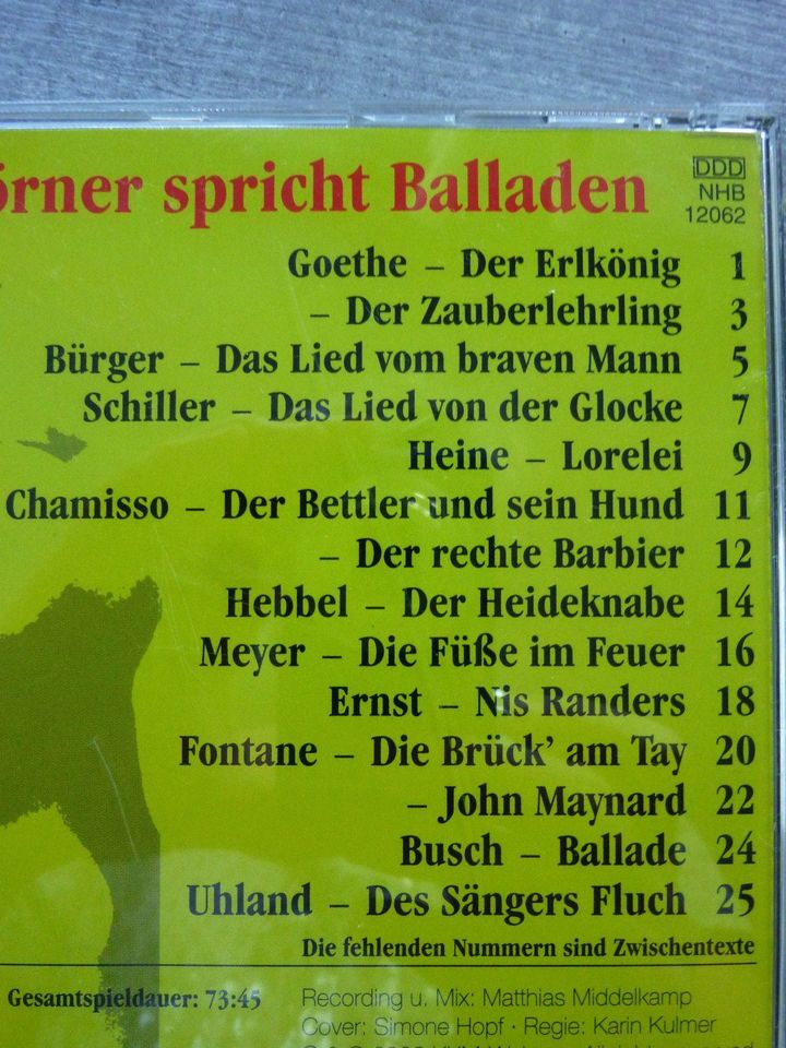 2 CD's "Lutz Görner" Lyrikerinnen - Balladen in Merklingen