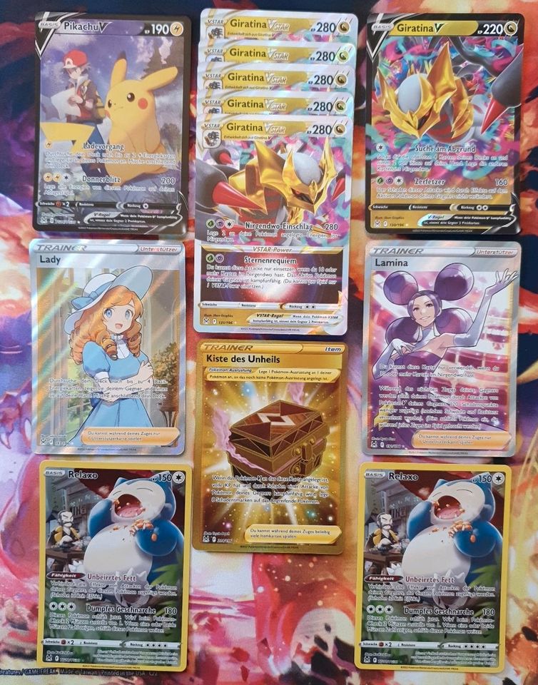 Pokemon TCG Karten Sammlung Verlorener Ursprung Giratina Pikachu in Bönen