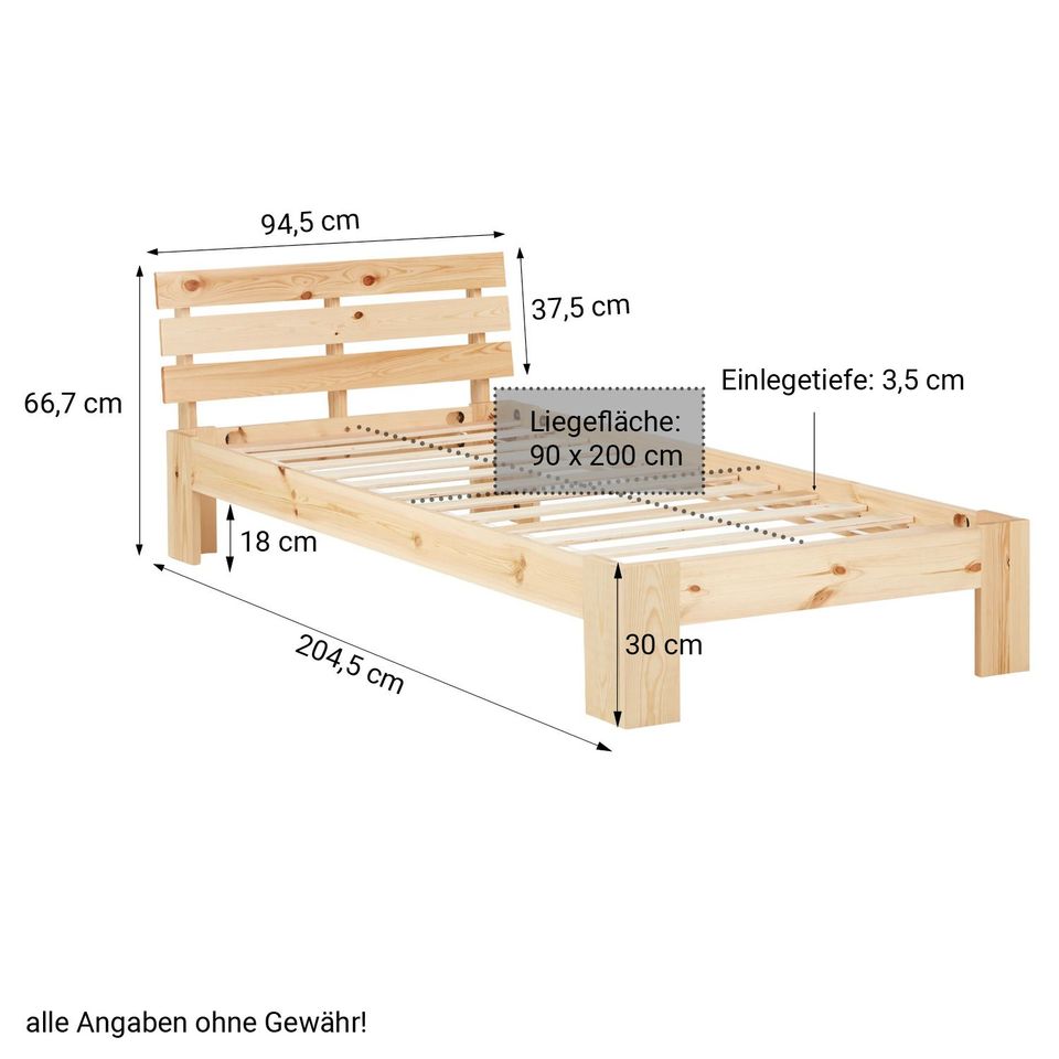 Bett Holzbett Futonbett Bettkasten Holz Natur 90x200 NEU 041-Er in Erfurt